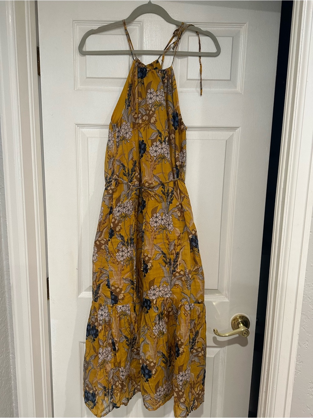 Banana Republic Yellow Floral Halter Maxi Dress